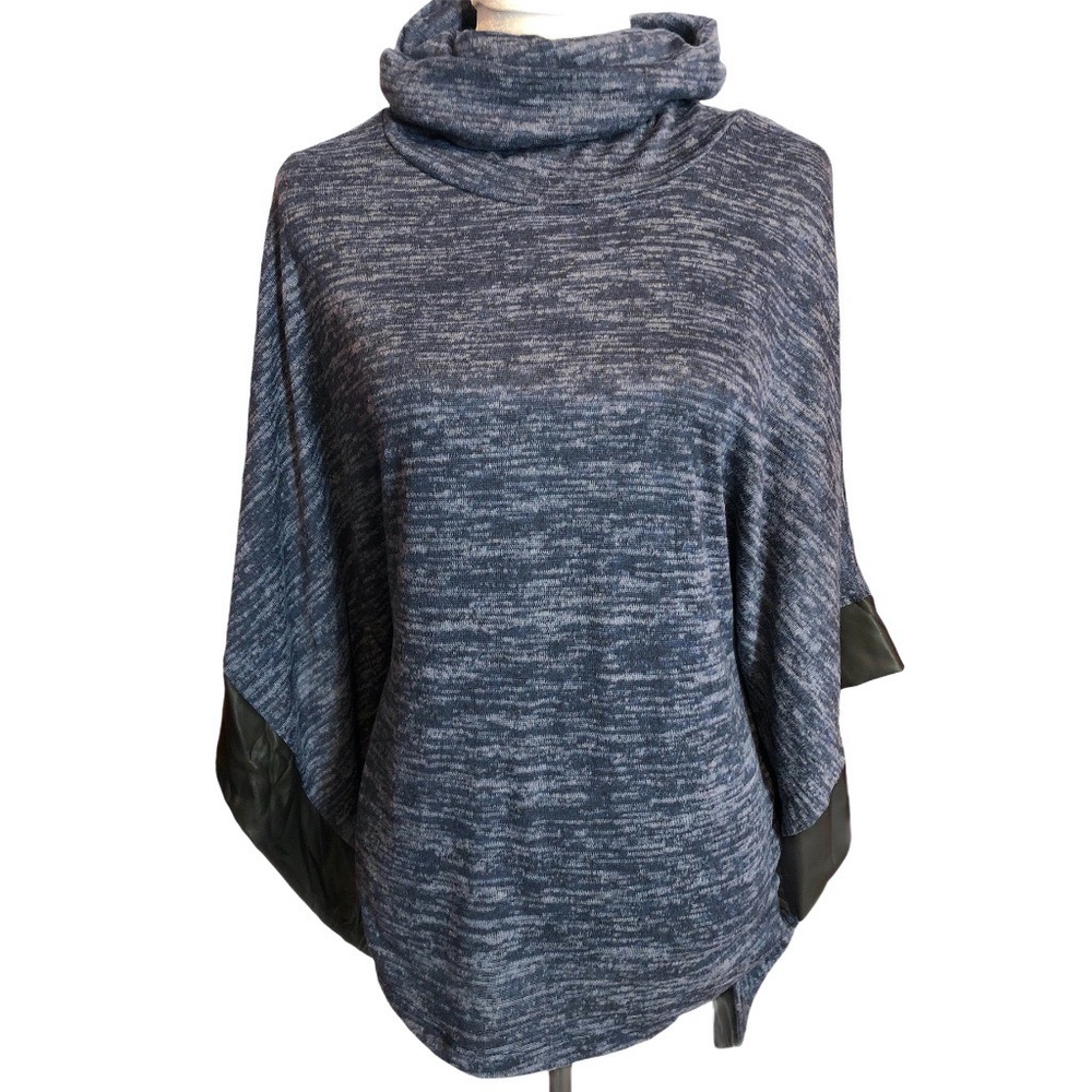 Norma Allen Collection Turtleneck Poncho Blue Larg